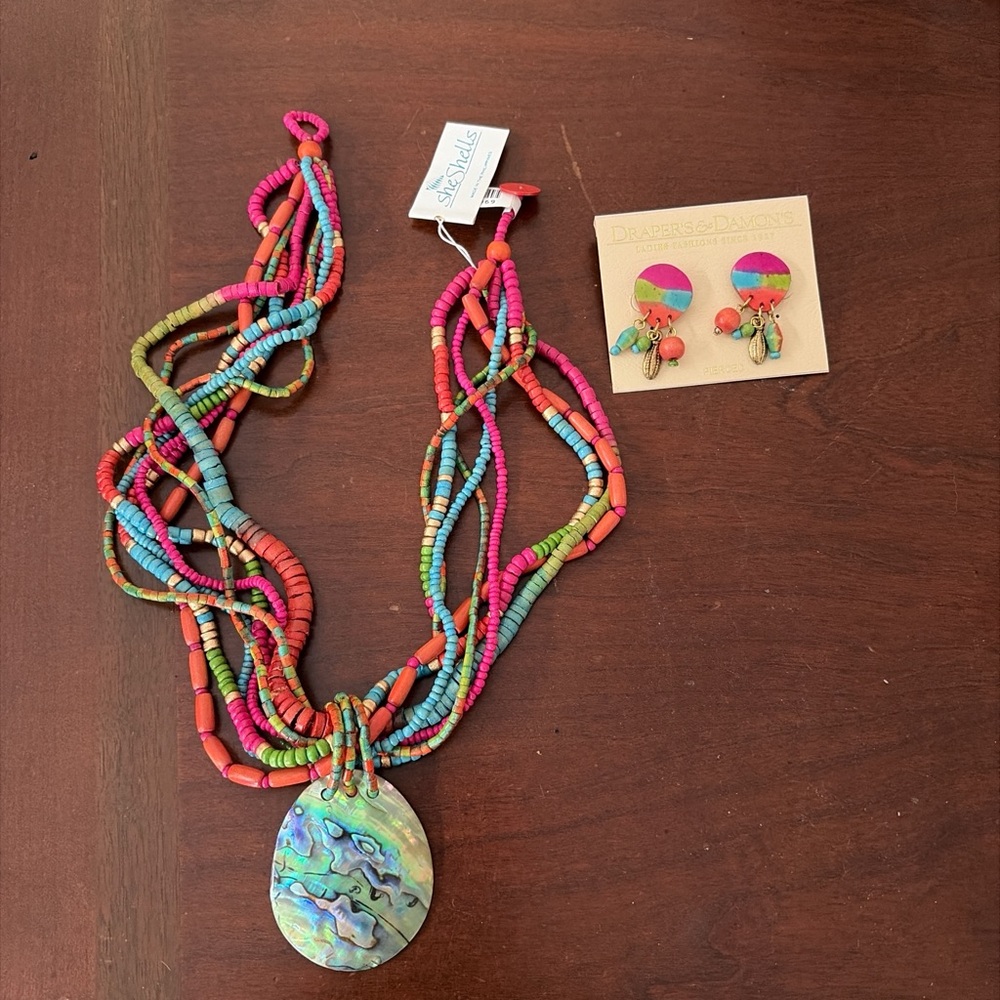 Colorful Beaded Necklace and Earring Set